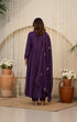 Alvami Women’s Premium Purple Silk Embroidered Anarkali Kurta Pant With Dupatta Set