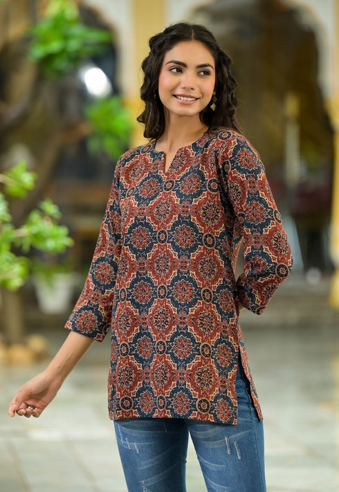 Printed Straight Short Kurta
