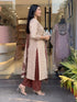 Alvami Women Maroon&Beige Viscose Printed Straight Kurta Set with Printed Palazzo Pants & Dupatta