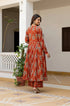 Alvami Women’s Red Printed Angrakha Kurta Pant With Dupatta Set