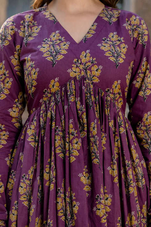 Alvami Women Printed Anarkali Kurta and Pant Set with Dupatta