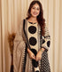 Alvami Women's Black & Beige Printed Viscose Straight Kurta Set with Dupatta | Trendy Ethnic Wear