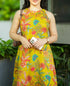 Alvami Women Yellow Floral Printed Viscose A-Line Sleeveless Kurta with Palazzo Set