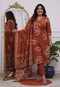 Alvami Women's Orange Viscose Printed Straight Kurta Pant with Dupatta Set