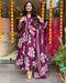 Women's Viscose Block Print Anarkali Kurti with Pant and Printed Dupatta Set