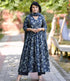 Alvami Women’s Blue Viscose Floral Printed Anarkali Kurta Set with Dupatta