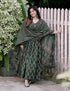 Green Anarkali Kurta And Pant Set With Dupatta