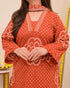 Alvami Women’s Orange Bandhani Print A-Line Kurta Pant With Dupatta Set
