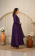 Alvami Women’s Premium Purple Silk Embroidered Anarkali Kurta Pant With Dupatta Set