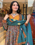 Alvami Women’s Viscose Floral Printed Anarkali Kurta Pant with Dupatta Set