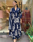 Women's Viscose Block Print Anarkali Kurti with Pant and Printed Dupatta Set