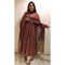 Alvami Women's Red Floral Printed Viscose Anarkali Suit Set with Dupatta | Elegant Ethnic Wear