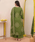 Alvami Women’s Green Bandhani Print A-Line Kurta Pant With Dupatta Set
