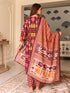 Women’s Printed Kurta Pant Dupatta Set | Ethnic Straight Kurta Set for Women | V-Neck 3/4 Sleeve Regular Fit Indian Suit Set