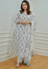 Alvami Women Light Green, Purple, White Printed Viscose Rayon Kurta, Pant And Dupatta Set