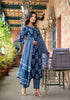 Blue Embroidery Viscose Rayon Kurta, Pant And Dupatta Set