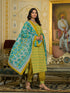 Green Embroidery Viscose Rayon Kurta, Pant And Dupatta Set