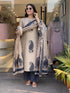 Alvami Women Blue&Beige Viscose Printed Straight Kurta Set with Printed Palazzo Pants & Dupatta