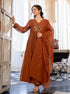 Alvami Women's Rust Embroidered Silk Anarkali Suit Set with Dupatta | Premium Festive Wear
