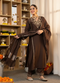 Alvami Women’s Brown Embroidered Straight Silk Kurta Pant With Dupatta Set