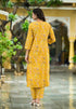 Women Ethnic Printed Yellow Kurta And Pant set