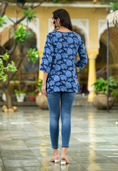 Floral Printed Viscose Short Kurta