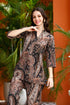 Women Cotton Printed Black Kurta and Pant Set