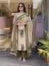 Alvami Women Green&Beige Viscose Printed Straight Kurta Set with Printed Palazzo Pants & Dupatta