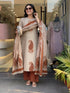 Alvami Women Rust&Beige Viscose Printed Straight Kurta Set with Printed Palazzo Pants & Dupatta