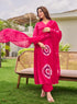 Alvami Women Pink Printed Viscose A-Line Kurta Pant With Dupatta Set