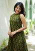 Alvami Women's Green Printed A-Line Kurta Palazzo Set With Pocket