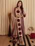 Alvami Women's Maroon & Beige Printed Viscose Straight Kurta Set with Dupatta | Trendy Ethnic Wear
