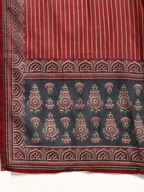 Viscose Red Kurta And Pant Set With Dupatta