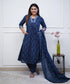 Blue Anarkali Kurta And Pant Set With Dupatta