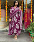 Women's Viscose Block Print Anarkali Kurti with Pant and Printed Dupatta Set