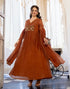 Alvami Women's Rust Embroidered Silk Anarkali Suit Set with Dupatta | Premium Festive Wear