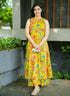 Alvami Women Yellow Floral Printed Viscose A-Line Sleeveless Kurta with Palazzo Set