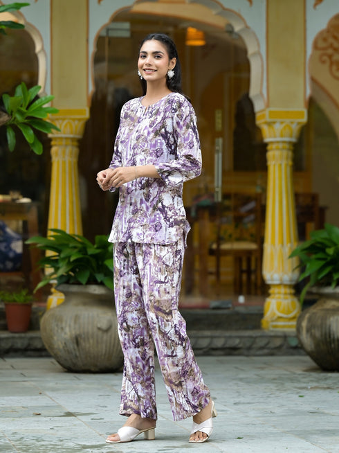 Women Ethnic Printed Round Neck Cotton Cord Set