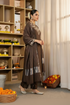 Alvami Women’s Brown Embroidered Straight Silk Kurta Pant With Dupatta Set