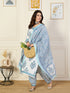 Alvami Women's White Printed Viscose Straight Kurta Pant With Dupatta Set