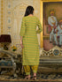 Green Embroidery Viscose Rayon Kurta, Pant And Dupatta Set