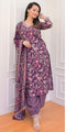 Purple Embroidery Viscose Rayon Kurta, Pant And Dupatta Set