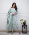 Viscose Floral Printed Green Kurta And Pant Set With Dupatta