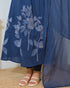 Alvami Women’s Blue Viscose A-Line Kurta with Floral Design & Pant With Dupatta Set