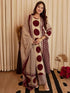 Alvami Women's Maroon & Beige Printed Viscose Straight Kurta Set with Dupatta | Trendy Ethnic Wear