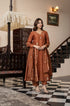 Alvami Women Orange Embroidered Silk Anarkali Kurta Pant with Dupatta Set