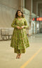 Alvami Women Green Floral Print Viscose Alia Cut Kurta Pant With Dupatta Set