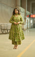 Alvami Women Green Floral Print Viscose Alia Cut Kurta Pant With Dupatta Set