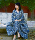 Alvami Women’s Blue Viscose Floral Printed Anarkali Kurta Set with Dupatta