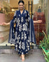 Women's Viscose Block Print Anarkali Kurti with Pant and Printed Dupatta Set